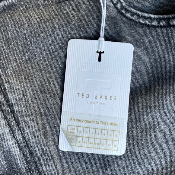 NWT Ted Baker Skirt Denim Phraya Mini Skirt Gray Wash Curvy Fit Women’s Size 16 - Picture 13 of 14